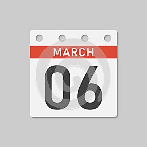 Icon page calendar day - 6 March