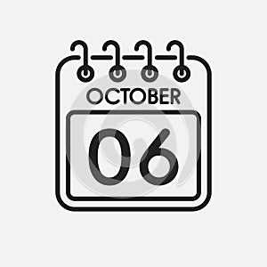 Icon page calendar day - 6 October
