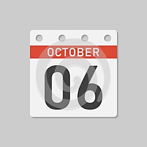 Icon page calendar day - 6 October