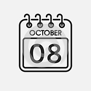 Icon page calendar day - 8 October