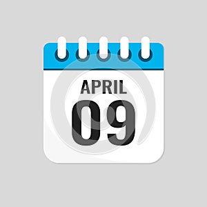 Icon page calendar day - 9 April