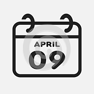 Icon page calendar day - 9 April