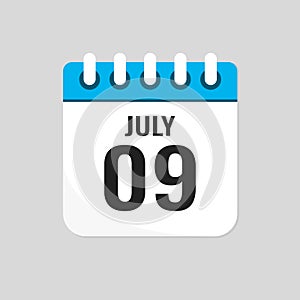 Icon page calendar day - 9 July