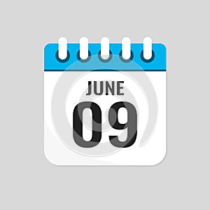 Icon page calendar day - 9 June