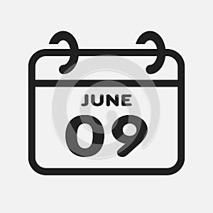 Icon page calendar day - 9 June