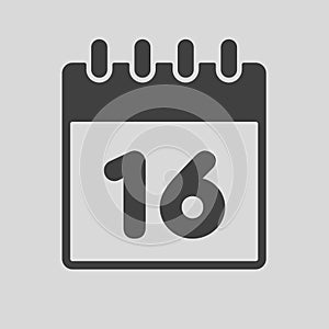 Icon page calendar day - number 16