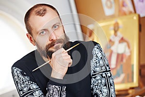 Icon painting iconographer portrait