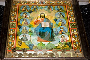 Icon paintings in monastery interior