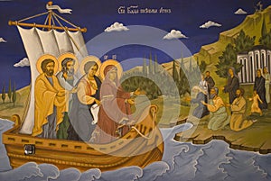 Icon paintings in monastery interior