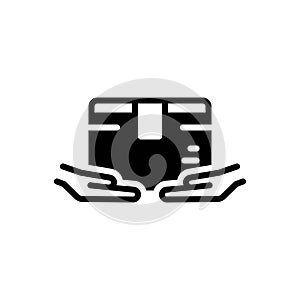 Black solid icon for Parcel, courier and box
