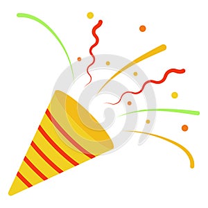 Icon party popper confetti, firecracker logo emoticon, graphic christmas birthday
