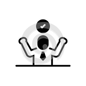 Black solid icon for Pass, student and successful