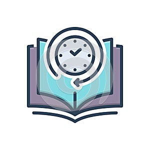 Color illustration icon for Past, previous and clock