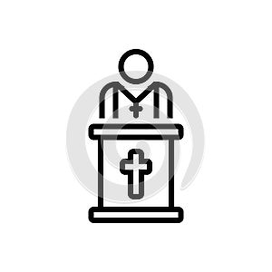 Black line icon for Pastor, priest and father photo