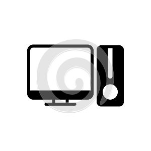 Black solid icon for Pc, computer and screen