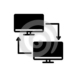 Black solid icon for Pc Share, transfer and computer