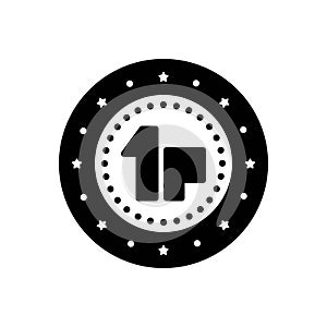 Black solid icon for Penny, cash and coin photo