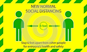 Icon people concept new normal stay 6 feet apart from other people, the practices put in place to enforce social distancing