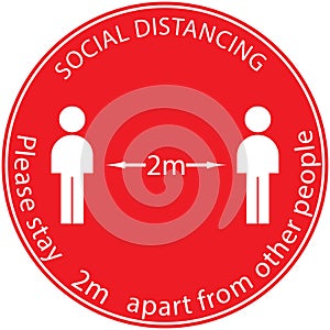 Icon people concept Social Distancing stay 2m apart from other people, the practices put in place to enforce social distancing,