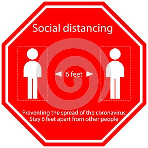 Icon people concept Social Distancing stay 6 feet apart from other people, the practices put in place to enforce social distancing