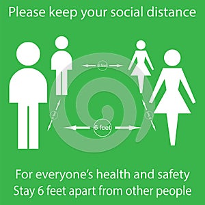 Icon people concept Social Distancing stay 6 feet apart from other people, the practices put in place to enforce social distancing