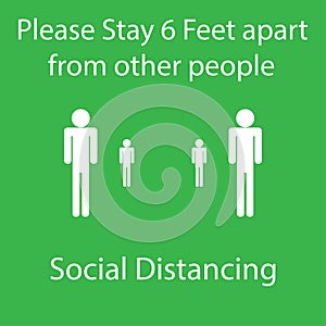 Icon people concept Social Distancing stay 6 feet apart from other people, the practices put in place to enforce social distancing photo