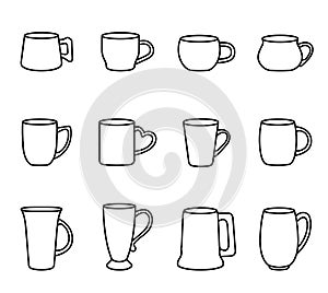 Coffee and tea cup icon set.