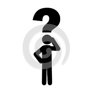 Icon of person with doubts. Question mark man icon. Vector illustration. EPS 10.