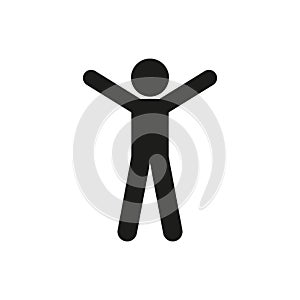 Icon of a person with their hands up. Simple vector illustration on a white background