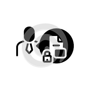 Black solid icon for Personal, secret and data