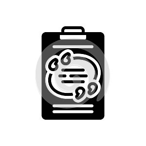 Black solid icon for Phrases, quote and word