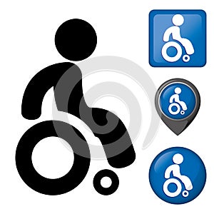Icon physically pictogram and various wheelchair icons