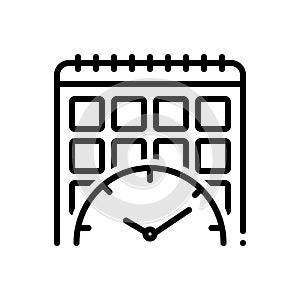 Black line icon for Planification, project and progress