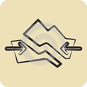 Icon Plate Tectonics. related to Climate Change symbol. hand drawn style. simple design editable. simple illustration