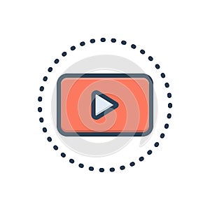 Color illustration icon for Play, media and live