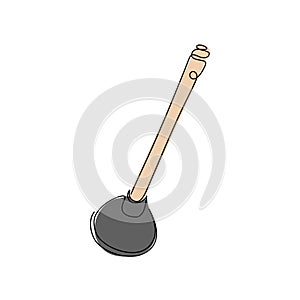 Icon of the plunger cleaning line. A symbol for cleaning pipes from blockages. Drawing of the plunger line icon. Vector