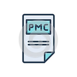 Color illustration icon for Pmc, document and file photo