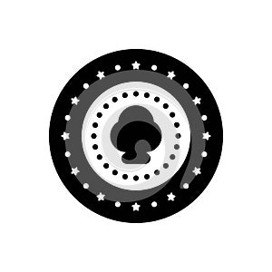 Black solid icon for Poker, spades and chip