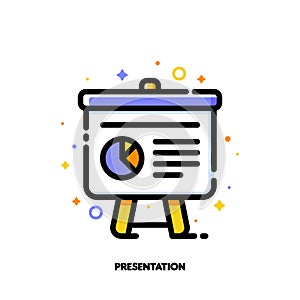 Icon of presentation with business analytics for office work