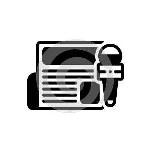 Black solid icon for Press, journalist and newspaper photo