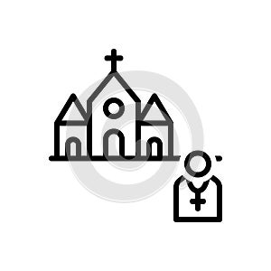 Black line icon for Priest, adorer and devotee