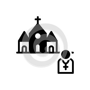 Black solid icon for Priest, adorer and devotee photo