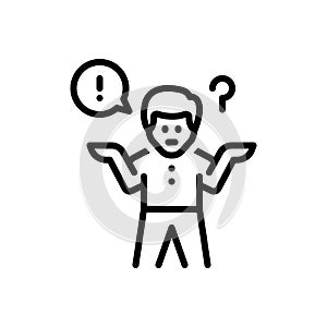 Black line icon for Problem, issue and confused
