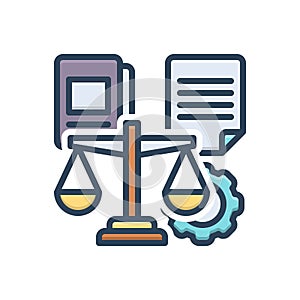 Color illustration icon for Proceedings, comparable and law photo