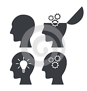 Icon process of generating ideas to solve problems, birth of the