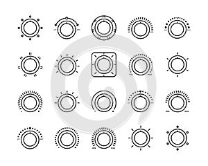 Icon Programmer, Selector, Switch. Select Heat-Cold mode, Power, Balance, Level. Set of vector icons in simple style on