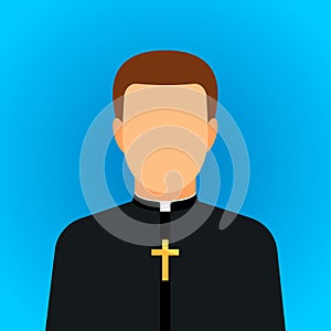 Icon of a Protestant or Catholic priest with the cross of Jesus. photo