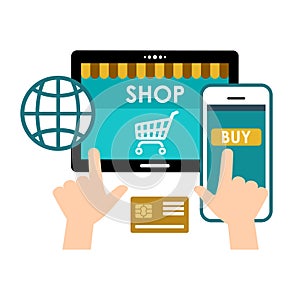 Icon purchases in the online store. Internet market.