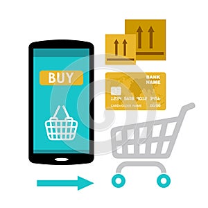 Icon purchases in the online store. Internet market. Web pay