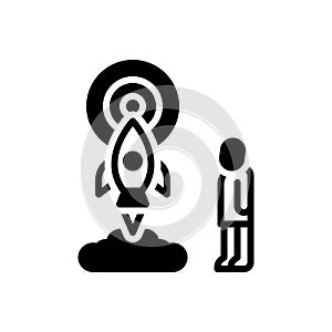 Black solid icon for Purpose, ambition and rocket
